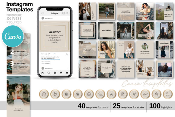 Download Beige CANVA Instagram Template Kit - Premium Resources