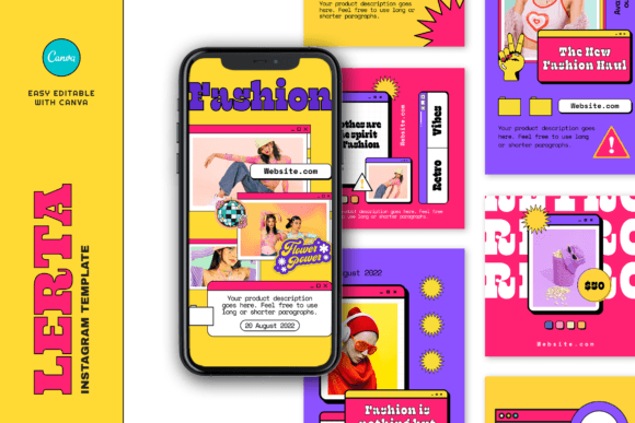 Download Lerta Retro Fashion Instagram Template - Fashion instagram template Collection
