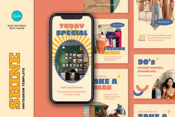 Download Shine Retro Fashion Instagram Template - Fashion instagram template Collection